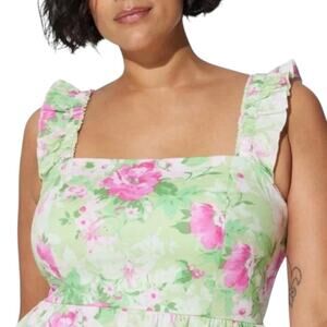 Torrid Pink Green Floral Ruffle Strap Midi Dress – Size 4X
